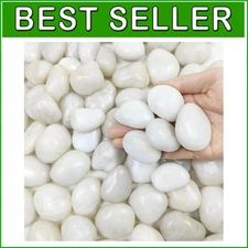 40 lbs Polished White River Rocks - 1-2 Inch Decorative Pebbles for Landscaping