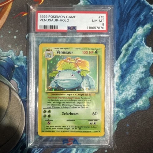 Pokemon Venusaur Holo Rare Base Set 15/102 PSA 8 NM-MT 1999 Unlimited Card