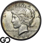1928-S Peace Dollar, Better San Francisco Date, Choice AU, Series Low Mintage!