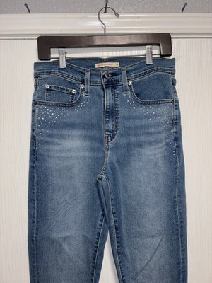 Levi's 724 Women's Jeans Size 30, Blue, High-Rise, Straight Fit Embellished Gems