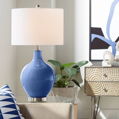Modern Table Lamp Monaco Blue Glass Ovo for Living Room Bedroom Bedside Office