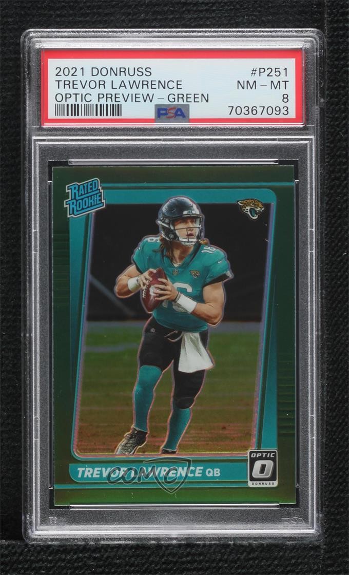 2021 Donruss Rated Optic Holo Green Preview Trevor Lawrence PSA 8 Rookie RC 0fo5