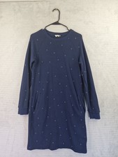 Fat Face Womens Blue Embroidered Polka Dot Jumper Dress Pockets Size UK 6