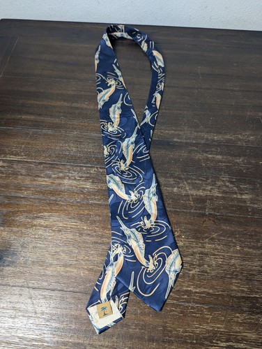 Cravatta Tommy Bahama Sailfish Navy 100% seta cravatta designer USA 58" - Foto 4 di 6