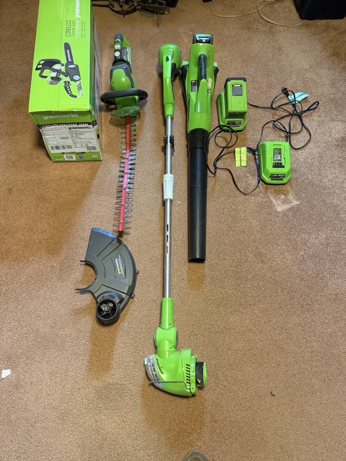 Greenworks 24V Li-Ion Cordless Chainsaw, Hedge Trimmer, String Trimmer, Leaf Bl&hellip;