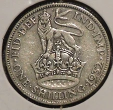 British Silver Shilling - 1932 - King George V