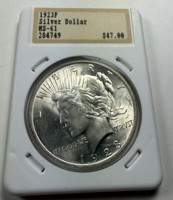 1923 Silver Peace Dollar - Vintage Hannes Tulving Holder - Scarce with Peace $1