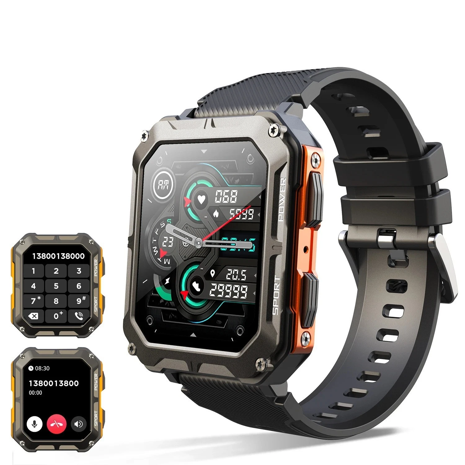 1.83" Smart Watch Men Bluetooth Call IP68 Fitness Tracker HR Outdoor Sports