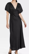 NEW A New Day Satin Flutter Short Sleeve Maxi A-Line Dress Size Small