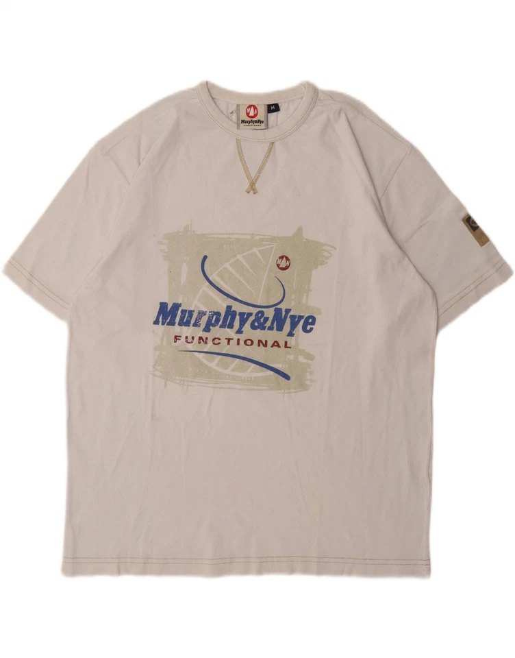 Camiseta Top MURPHY & NYE Para Hombres Gráfica Mediana Blanca Algodón BB10 Foto 3 de 4
