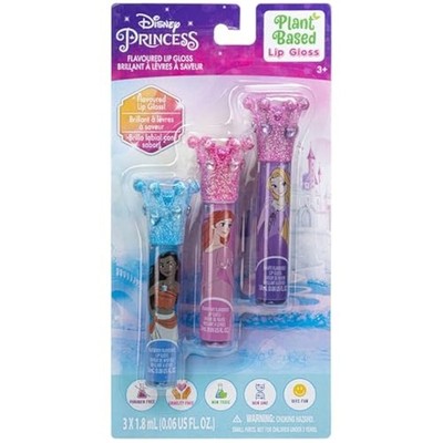 -Disney Princess Plant Based 3 Pcs Crown Lip Gloss Makeup Set for and Girls, ...