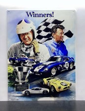 Carroll Shelby & Allen Grant Metal Sign 16x12 Made On 20 Gauge Steel USA Made
