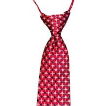 Talbot Kids Red navy Patriotic zipper tie Silk 16 Long