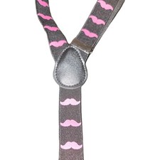 Aeropostale Pink Mustache Adjustable Black Suspenders
