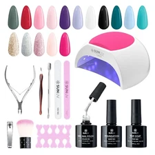 SUNUV Gel Nail Polish Set with UV Lamp for Nails SUN2C 16 Color Set