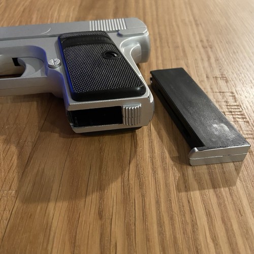 Sub-Compact Airsoft Pistol Spring Loaded P38 Silver Handgun 252501P818064484 - Picture 8 of 12