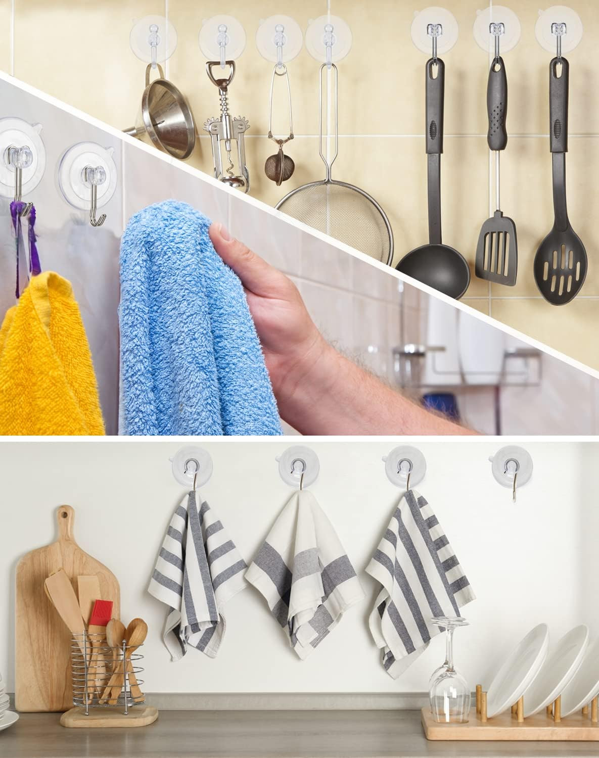 Suction Cup Hooks, Transparent PVC Removable Reusable, for Glass Windows, Mir...