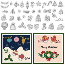 Christmas Wreath Stocking Clear Stamps Card Making Xmas Tree Rubber Seal