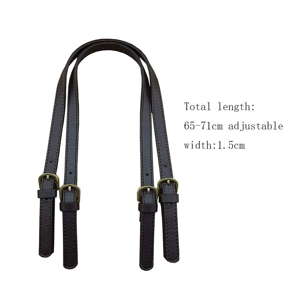 2 PCS Leather Handles Shoulder Straps with Adjustable Buckle Purse Strap Bag