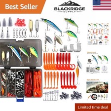 Complete Fishing Accessories Kit - 108 Lures & Hooks in Portable Tackle Box