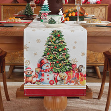 Meioro Snowflake Santa Claus Table Runner, 13x72 Inch Holiday Decor