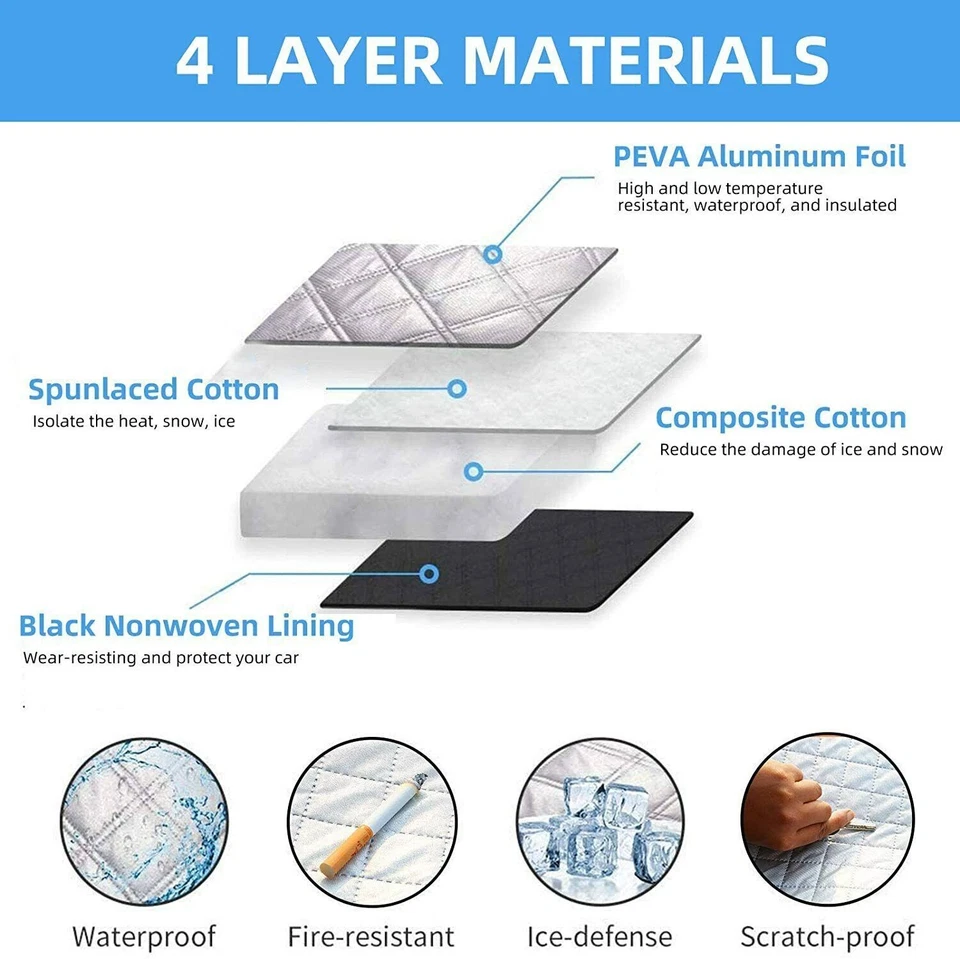 LARGE Car Truck MPV Windshield Cover Window Shield Snow Frost Sun shade Winter * Foto 4 de 4