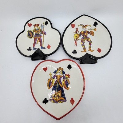 Tabletops Gallery Ceramic Card Appetizer Dessert Plates King Of Hearts  Set of 3