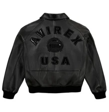Men Avirex ICON Black Real Bomber American Flight Faux Leather Jacket for Men