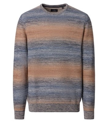 CASAMODA Herren Strickpullover Rundhals Regular Beige gestreift