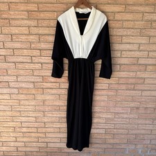 70s 80s Anthony Richards black & white long sleeve v-neck jumpsuit size M/L vtg