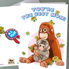 Punch the Monkey Mother's Day Card Funny Mother's Day Gift Monkey Punch Gift