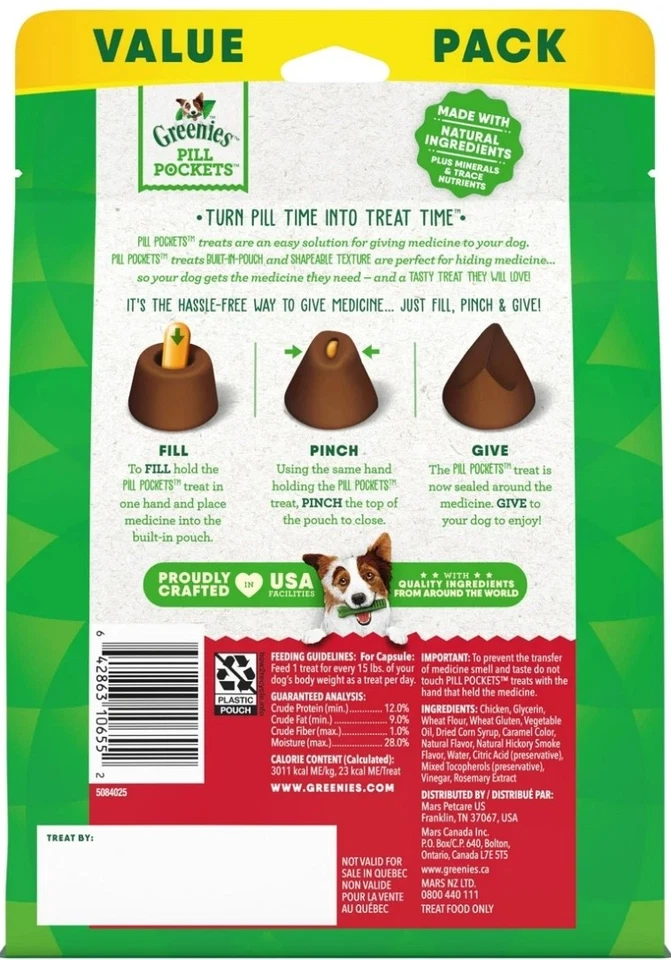 Greenies 10151050 15,8 OZ Bolsillo para píldoras Golosinas suaves para perros - Humo de nogal americano Paquete de 60 Foto 2 de 4
