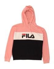 FILA Womens Graphic Hoodie Jumper UK 16 Large Multicoloured Colourblock DG51