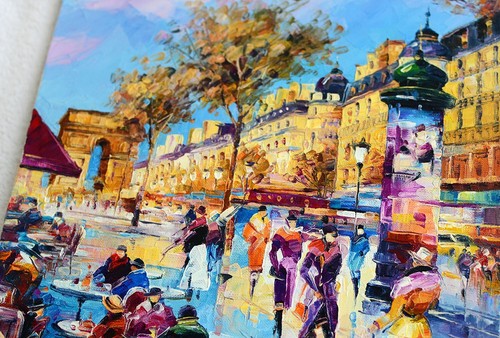 Triumphal Arch in Paris Oil Painting Art by Motives Kal Gajoum pallete knife - Picture 10 of 12