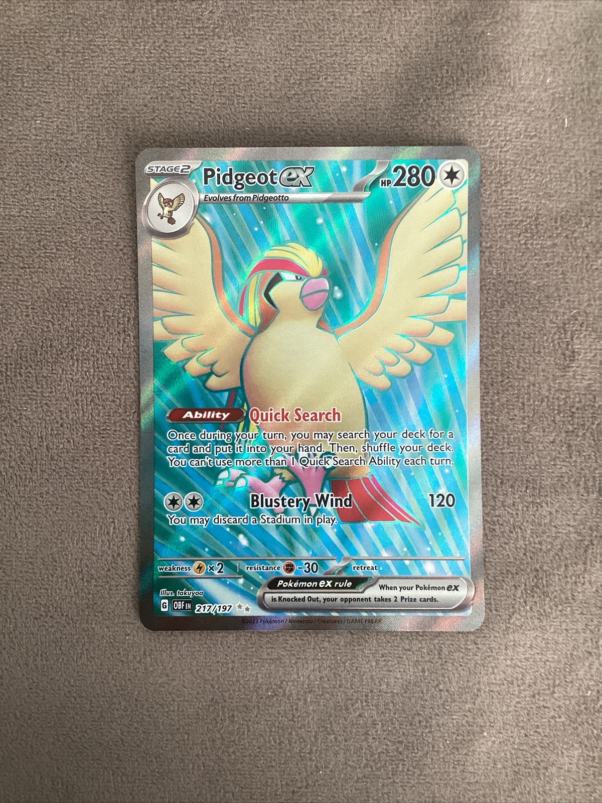 Pokémon TCG Pidgeot EX - 217/197 Obsidian Flames Holo Ultra Rare NM