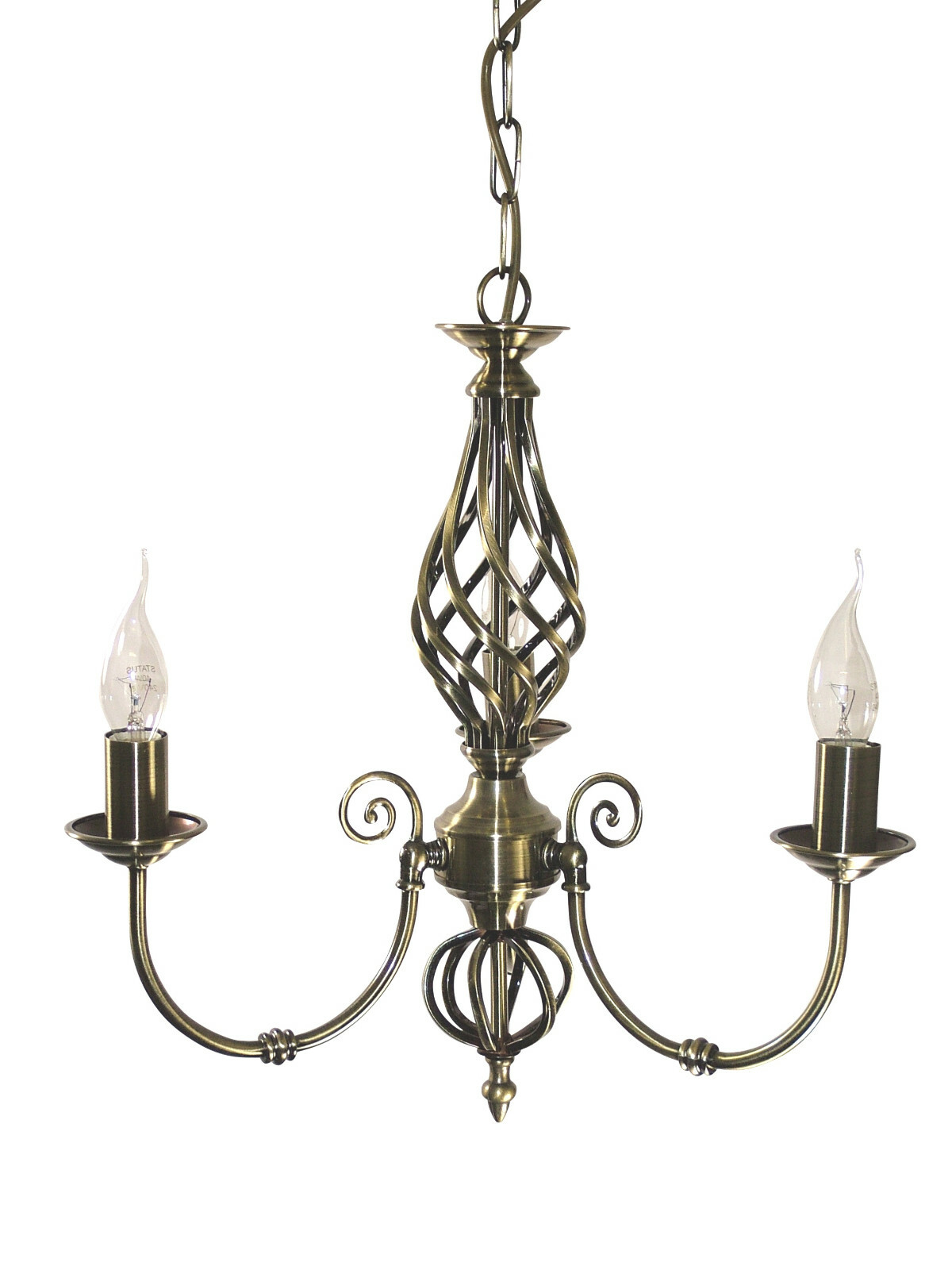 Ceiling Light  Kingswood Traditional Barley Twist 3 Light Antique Brass