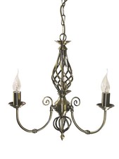 Ceiling Light  Kingswood Traditional Barley Twist 3 Light Antique Brass