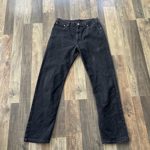 Levi's 505 Black Denim Jeans Actual Size W34 L33.5 - Picture 1 of 11