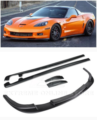 For 05-13 Corvette C6 ZR1 Style Conversion Kit Front Lip W/ Side Skirts Panels