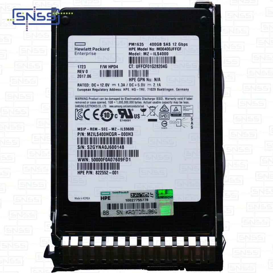 HPE 400GB SAS 12G MIXED USE MU SFF SC SSD 3DWPD 99%HEALTH 822555-B21 EX VAT £82 - Image 2 of 2