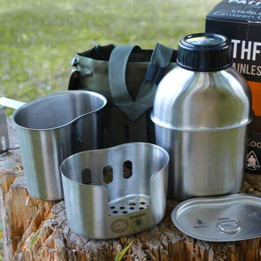 Pathfinder Canteen Cooking Set With Canteen, Nesting Stove & Cup Lid w