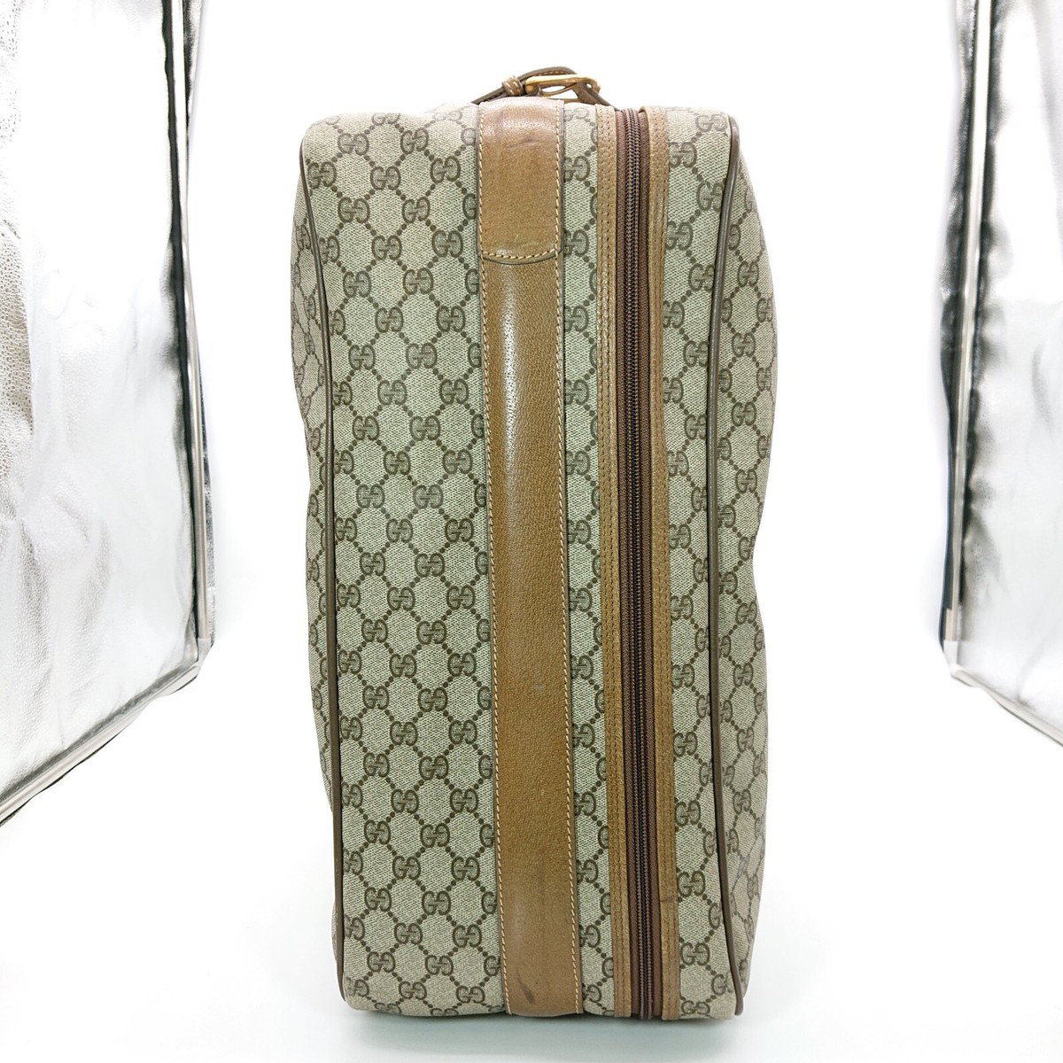 Old Gucci Travel Trunk Luggage Bag PVC Vintage GG Monogram Shelly