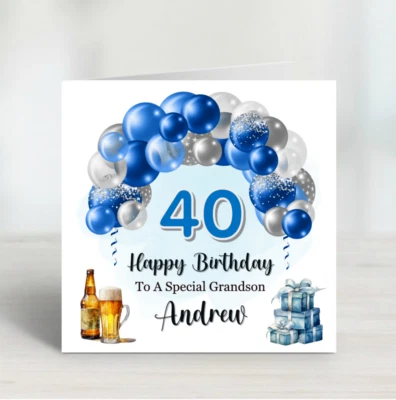 FORGETMEKNOT CARDS Personalised Men's 40th Birthday Card Son Grandson Nephew Brother Friend Dad