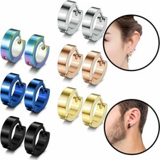 1Pair Stainless Steel Hoop Earrings for Men Women Small Hoop Huggie Ear Piercing