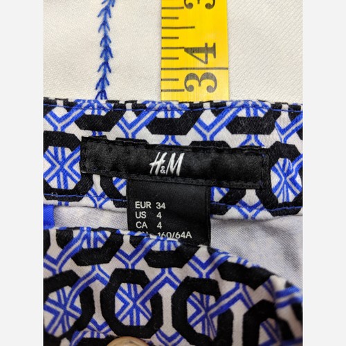Women's Size 4 H&M Blue Pattern Pants - Picture 3 of 6