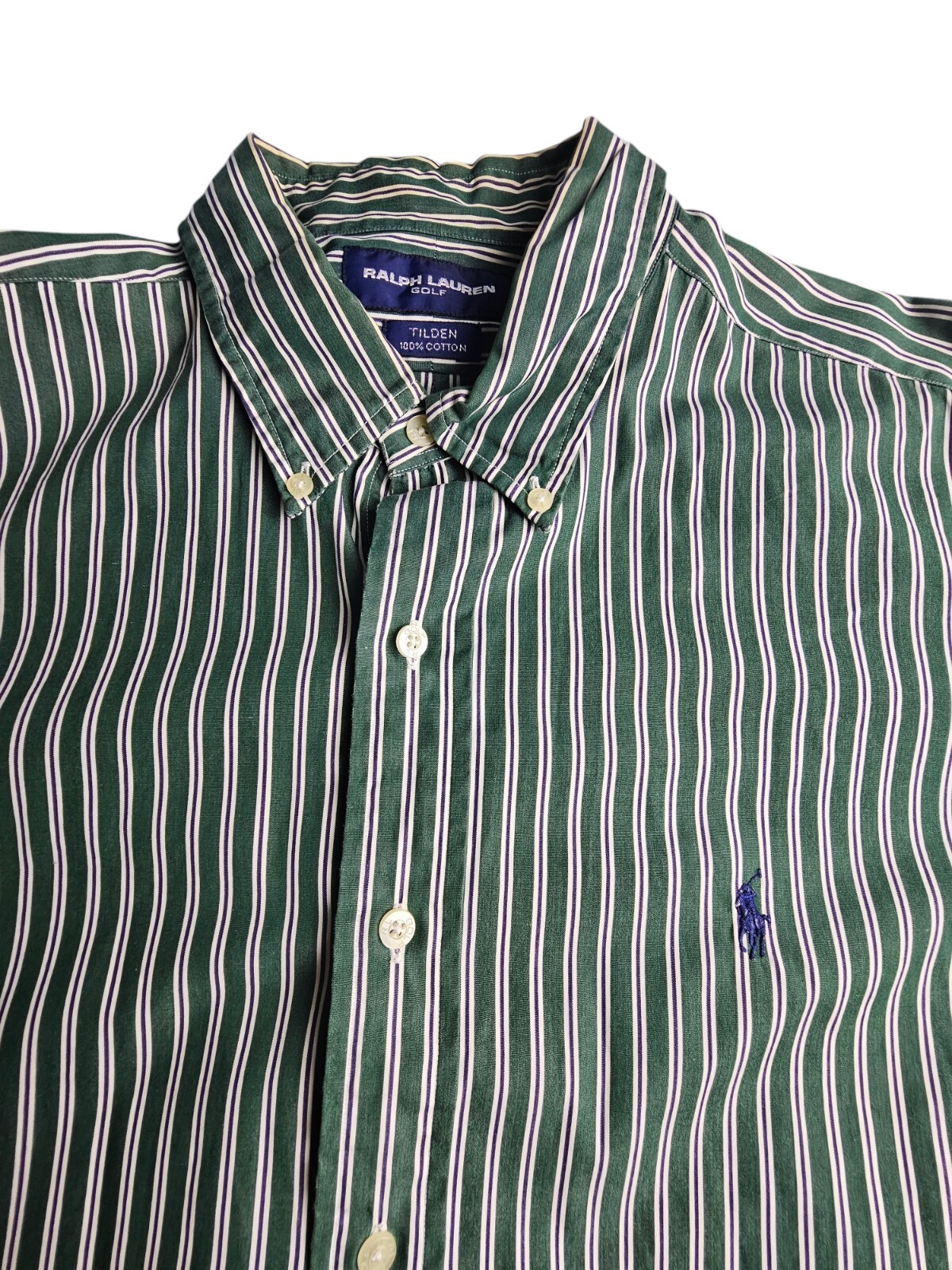 Camicia vintage Ralph Lauren golf tilden a righe con bottoni uomo XL classica blu pony