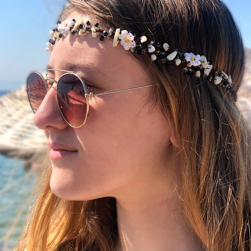 handgemacht Halskette mit Perlmut Häkelspitze Modeschmuck Vintage Halsband Kette - Bild 4 von 4