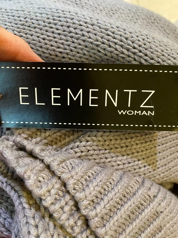 Nuevo con etiquetas Suéter túnica Elementz para mujer gris alto/bajo grueso tejido cuello redondo talla 2X Foto 3 de 4