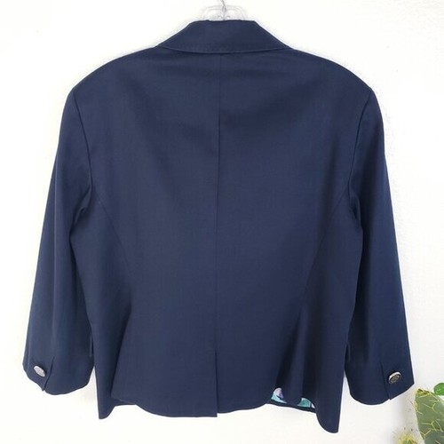 Talbots Blazer Nautical Jacket Women's size 12 Lined Crest Buttons Navy Blue - Picture 10 of 13