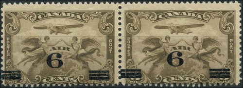Canada Mint NH F Pair 6c on 5c Scott #C3 1932 Air Mail Stamps